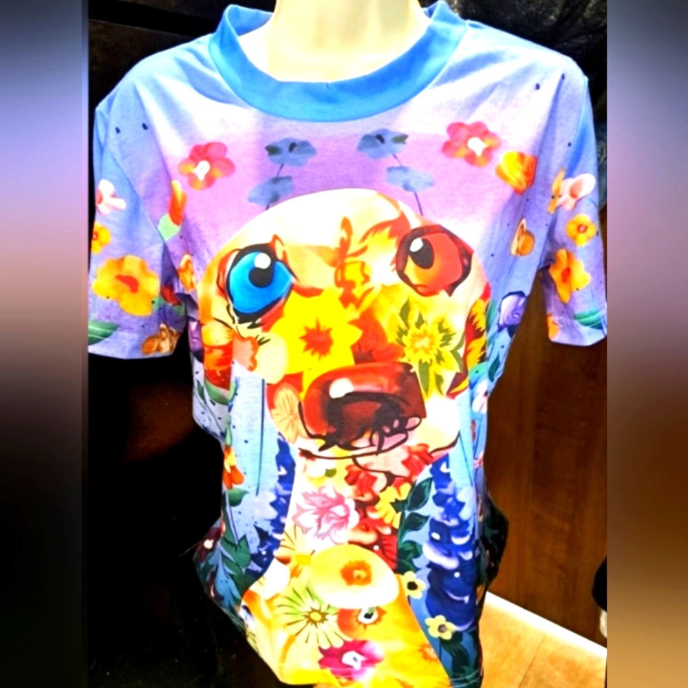 Graphic Sweet Dog Abstract Tee